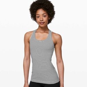 Lululemon Cool Racerback II Tank Top Size 4 Hyper Stripe White Black